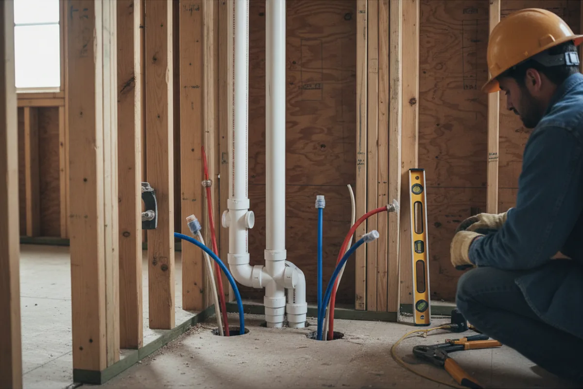 Drain and supply rough-in during Drain Cleaning in Fleming
